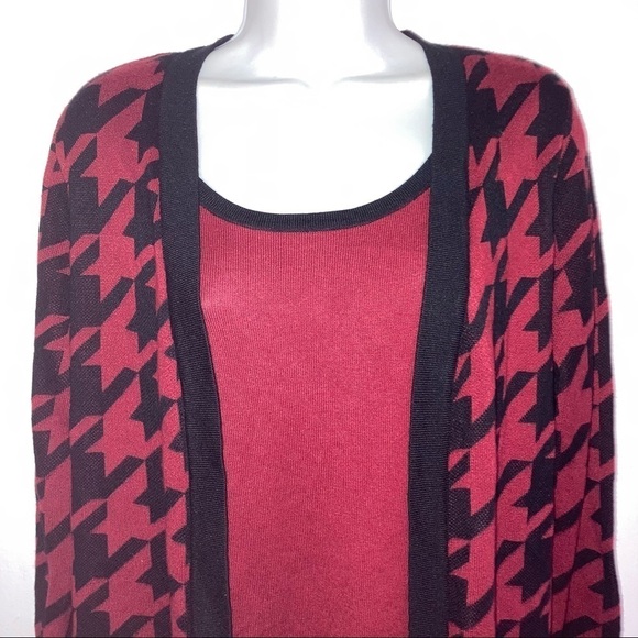 NWT Harlow & Rose Sweater Dress Large Houndstooth Print Red Black M - Picture 5 of 8